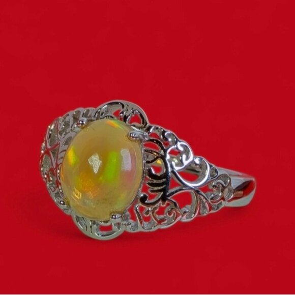 925 Sterling Silver Ring with Natural Chocolate Opal 0.8x1cm - Picture 13 of 13